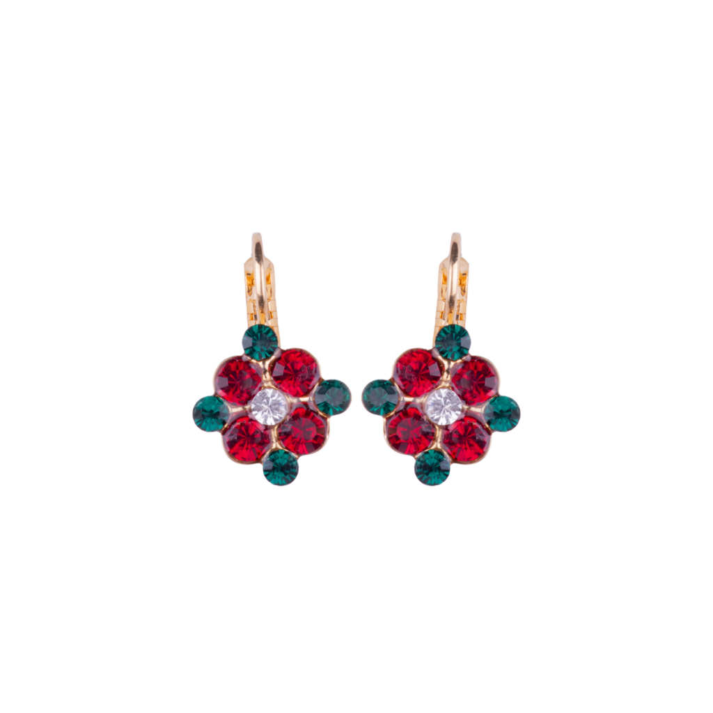 Large Pansy Earrings in "Holly" - Yellow Gold