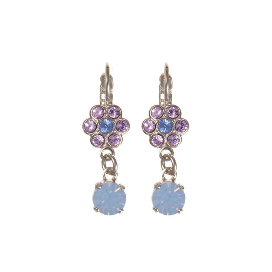 Medium Flower Dangle Earrings in "Lavender Fields" - Rhodium
