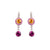 Medium Rosette Leverback Earrings With Drop in "Bougainvillea" - Rhodium