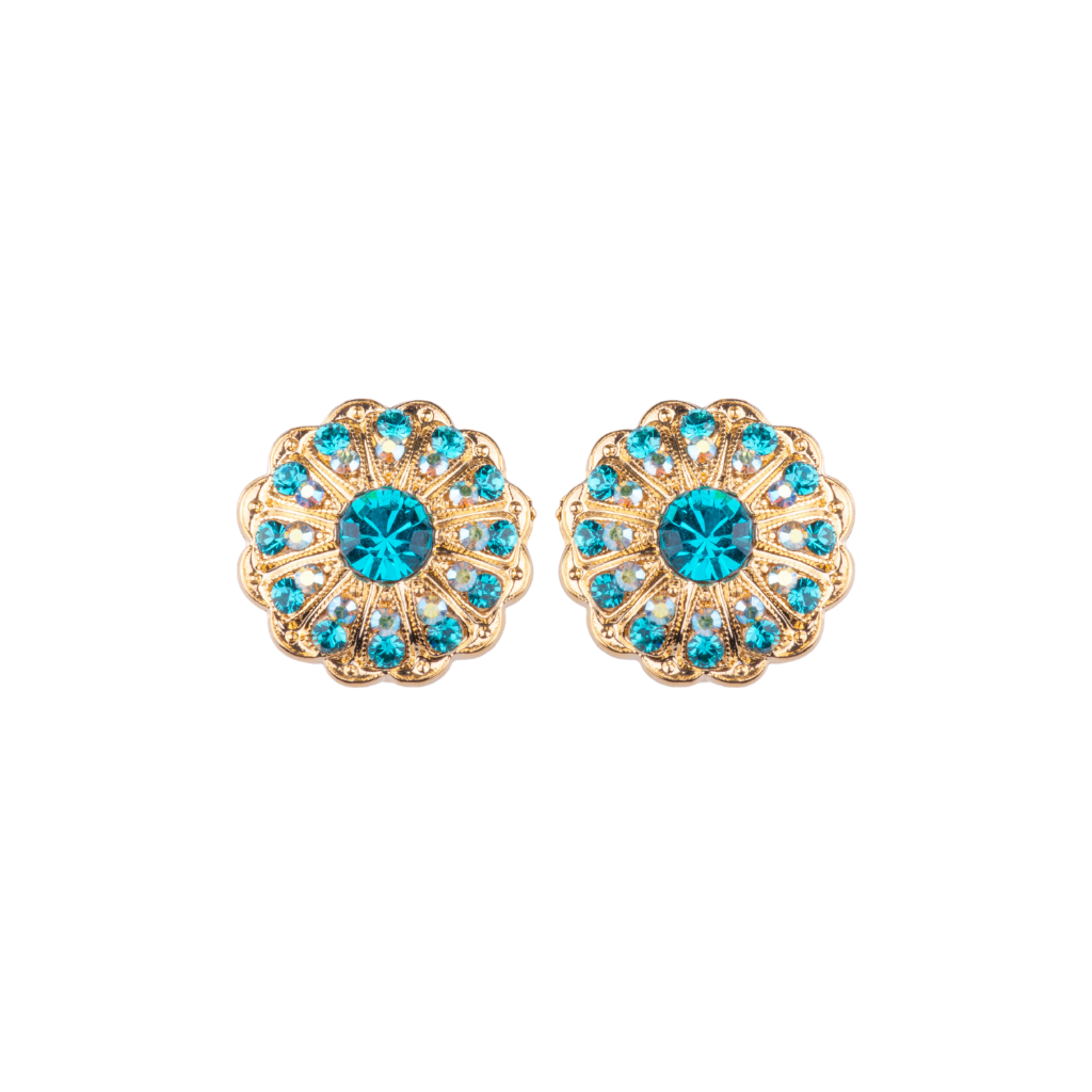 Extra Luxurious Blossom Earrings in "Blue Zircon" - Yellow Gold