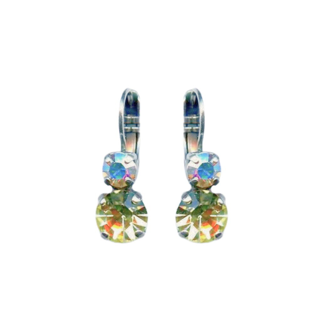 Medium Double Stone Earrings in "Coco" - Antique Silver