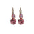 Pair of pink crystal earrings on a white background