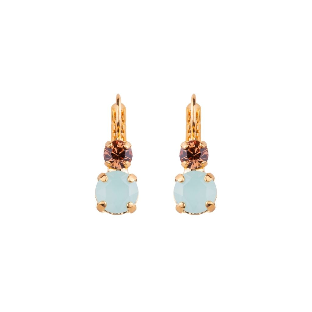 Medium Double Stone Leverback Earrings in "Rising Sun" - Yellow Gold