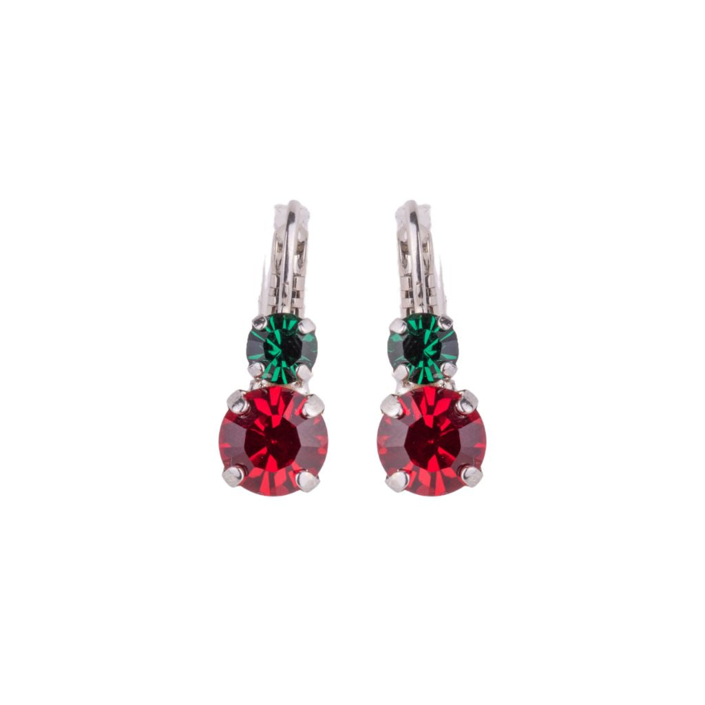 Medium Double Stone Leverback Earrings in "Holly" *Custom*