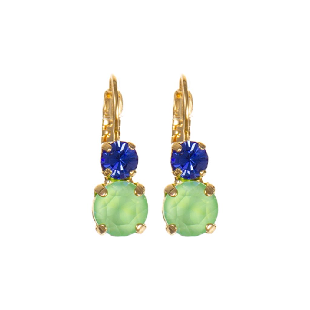 Medium Double Stone Leverback Earrings in "Polka-dot Bikini" - Yellow Gold