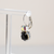 Medium Double Stone Leverback Earrings in "Obsidian Shores" - Rhodium
