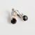 Medium Double Stone Leverback Earrings in "Obsidian Shores" - Rhodium
