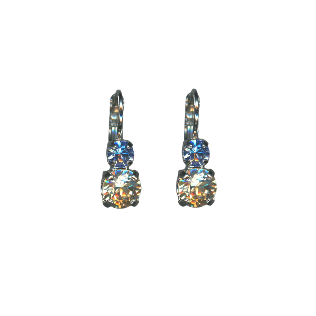 Medium Double Stone Leverback Earrings - "Morning Mist" *Custom*