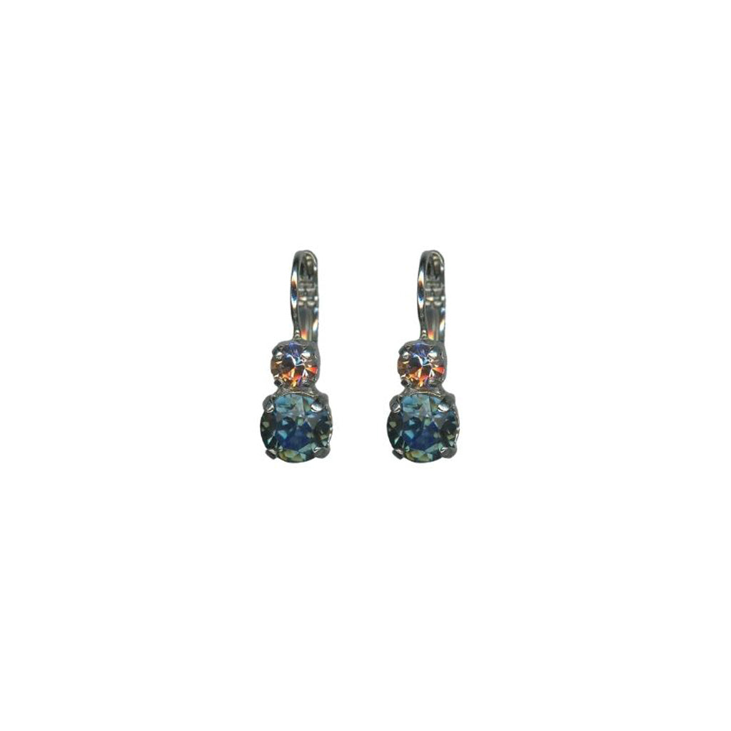 Medium Double Stone Leverback Earrings "Harvest Moon" - Rhodium