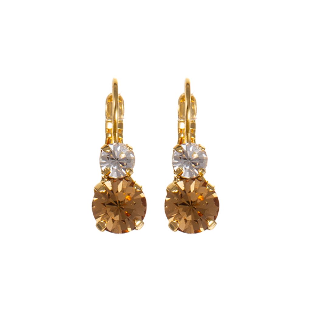 Medium Double Stone Leverback Earrings in "Pearl Compact" - Yellow Gold