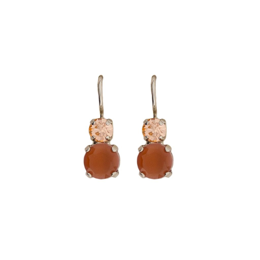 Medium Double Stone Leverback Earrings in "Amaretto" *Custom*
