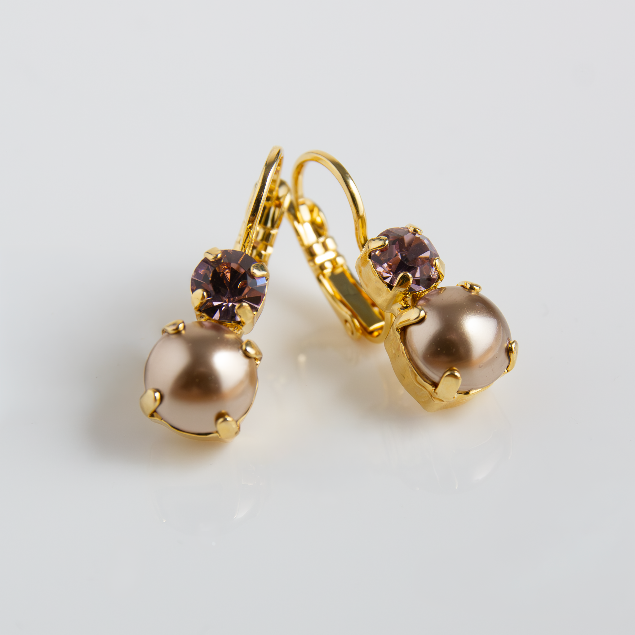 Medium Double Stone Leverback Earrings in "Cello Solo" - Yellow Gold
