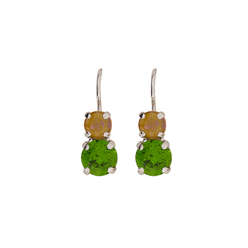 Medium Classic Two-Stone Earrings in "Olive Garnish" - Rhodium