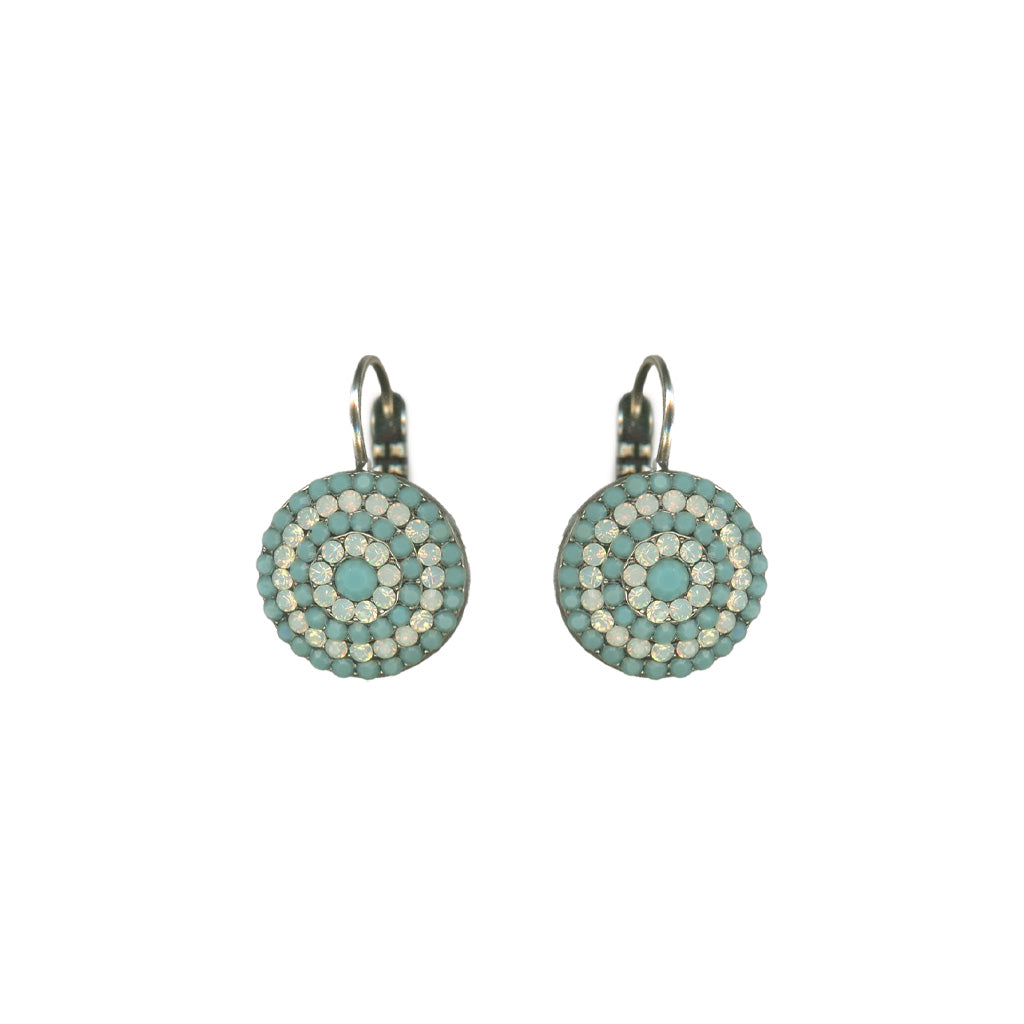 Extra Luxurious Pavé Leverback Earrings in "Aegean Coast" - Antique Silver
