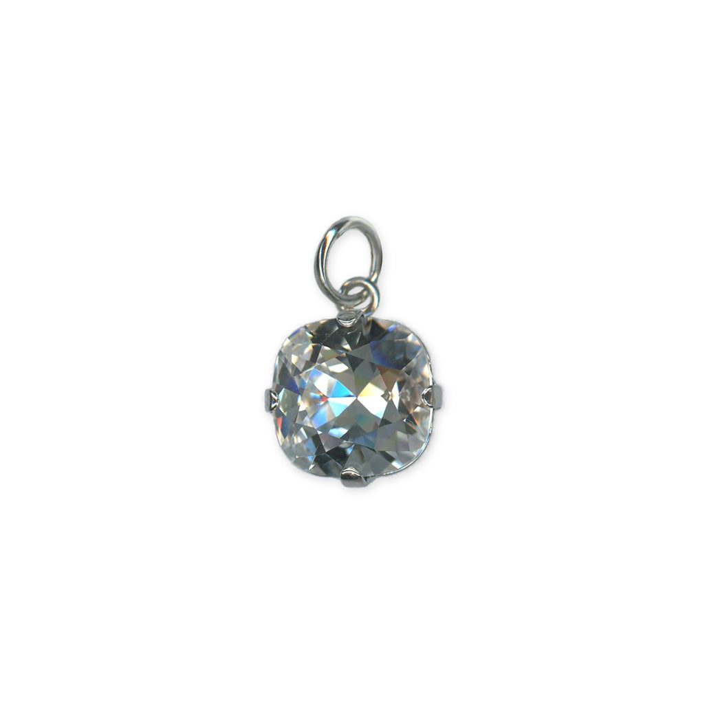Cushion Cut Charm -Choose Your Color- Rhodium