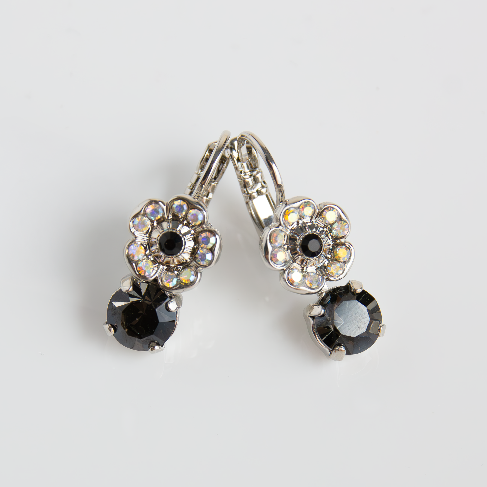 Cosmos Drop Earrings in "Obsidian Shores" - Rhodium