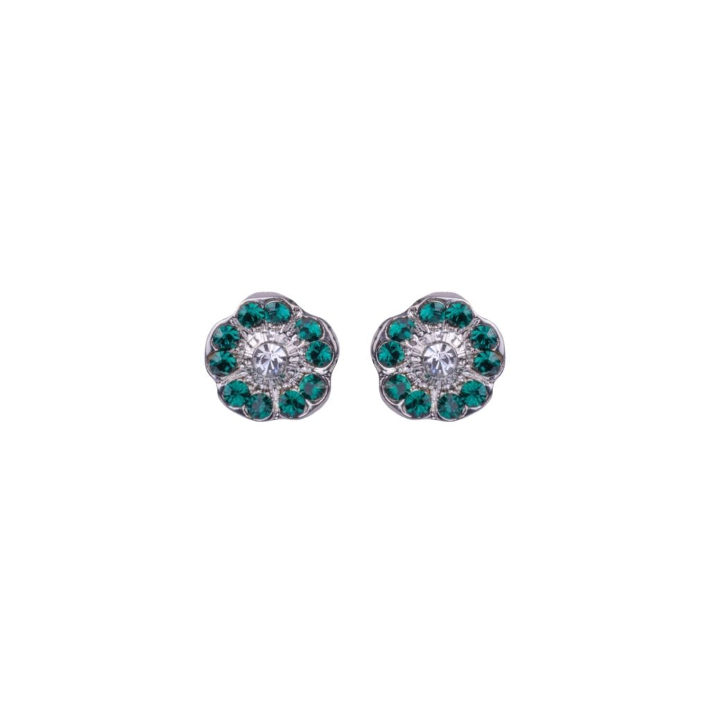 Large Cosmos Post Earrings in "Holly" - Rhodium