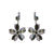 Large Embellished Flower Dangle Earrings in "Obsidian Shores" - Rhodium