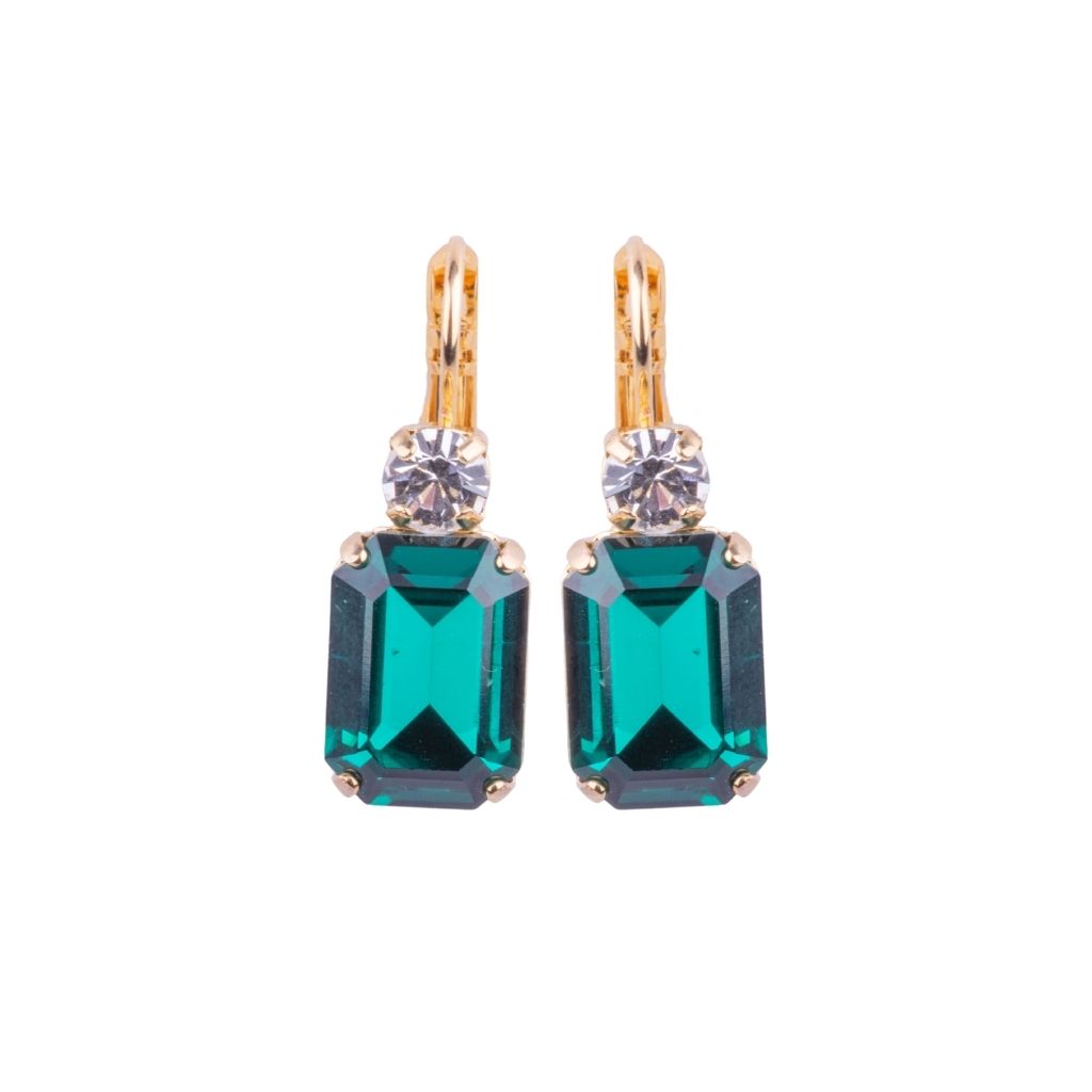 Round and Emerald Cut Leverback Earrings in "Emerald Eve" *Custom*
