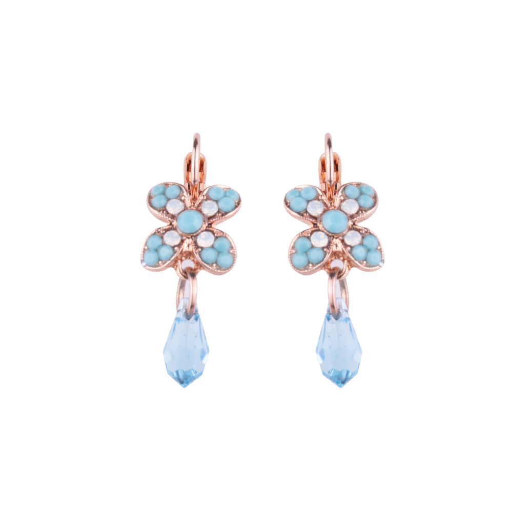 Wallflower Leverback Earrings in "Aegean Coast" - Rose Gold