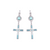 Small Cross Drop Leverback Earrings in "Aegean Coast" - Rhodium