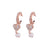 Hoop Earrings with Heart and Pearl Dangle in "Crystal Pearls" - Rose Gold