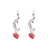 Hoop Earrings with Heart Dangle in "Bonfire" - Rhodium