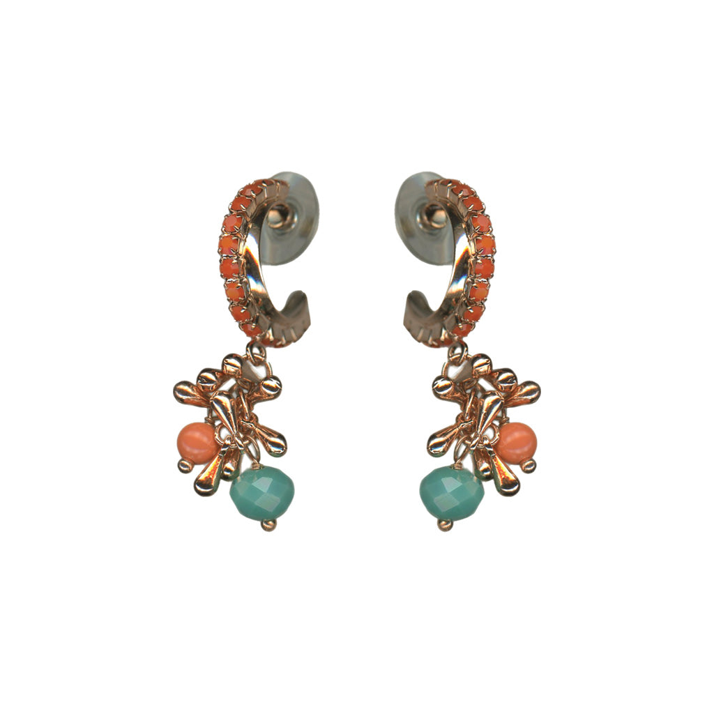 Hoop Earrings with Tassle Dangle in "Mythical Dusk" - Rose Gold