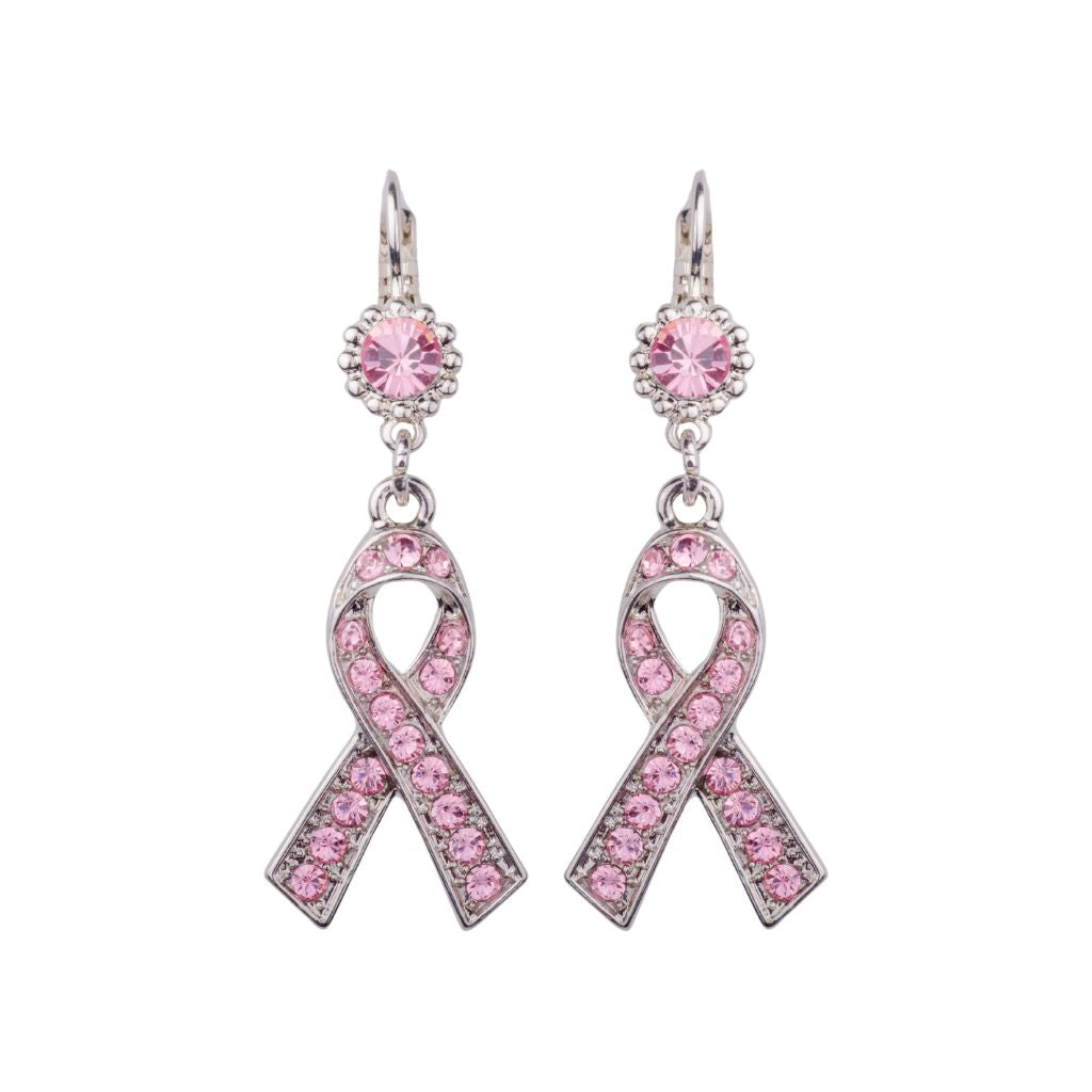 Breast Cancer Awareness Earrings - Rhodium