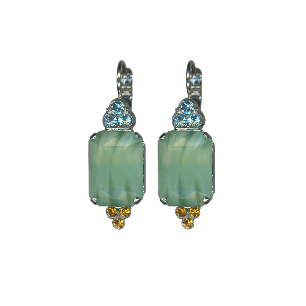 Extra-Luxurious Emerald and Trio Leverback Earrings in "Forget Me Not" *Custom*