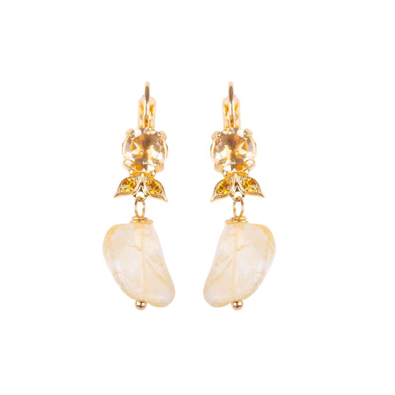Ivy Earrings with Mineral Dangle in "Topaz" - Yellow Gold