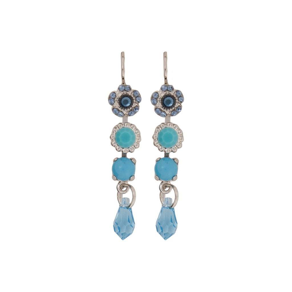 Flower and Briolette Earring in "Crystal Blue" *Custom*
