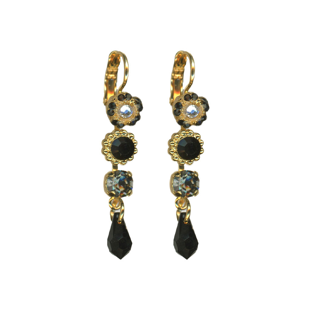 Flower and Briolette Leverback Earrings in "Obsidian Shores" *Custom*