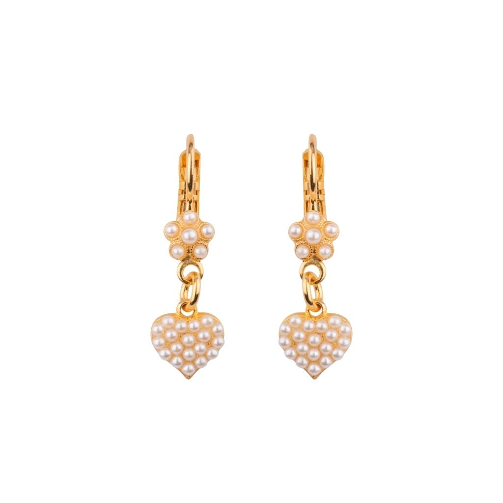 Flower and Heart Earrings in "Coated Pearl" *Custom*