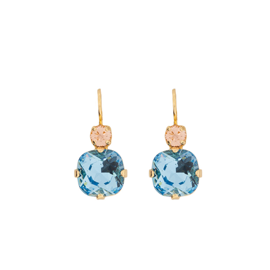 Double Round and Cushion Cut Leverback Earrings in "First Toast" *Custom*