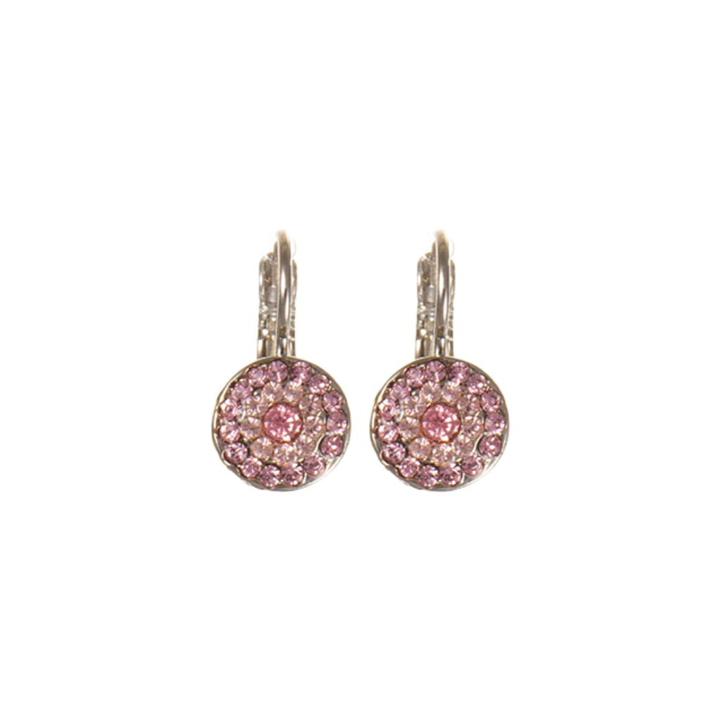 Small Pavé Leverback Earrings in "Flamingo" - Rhodium
