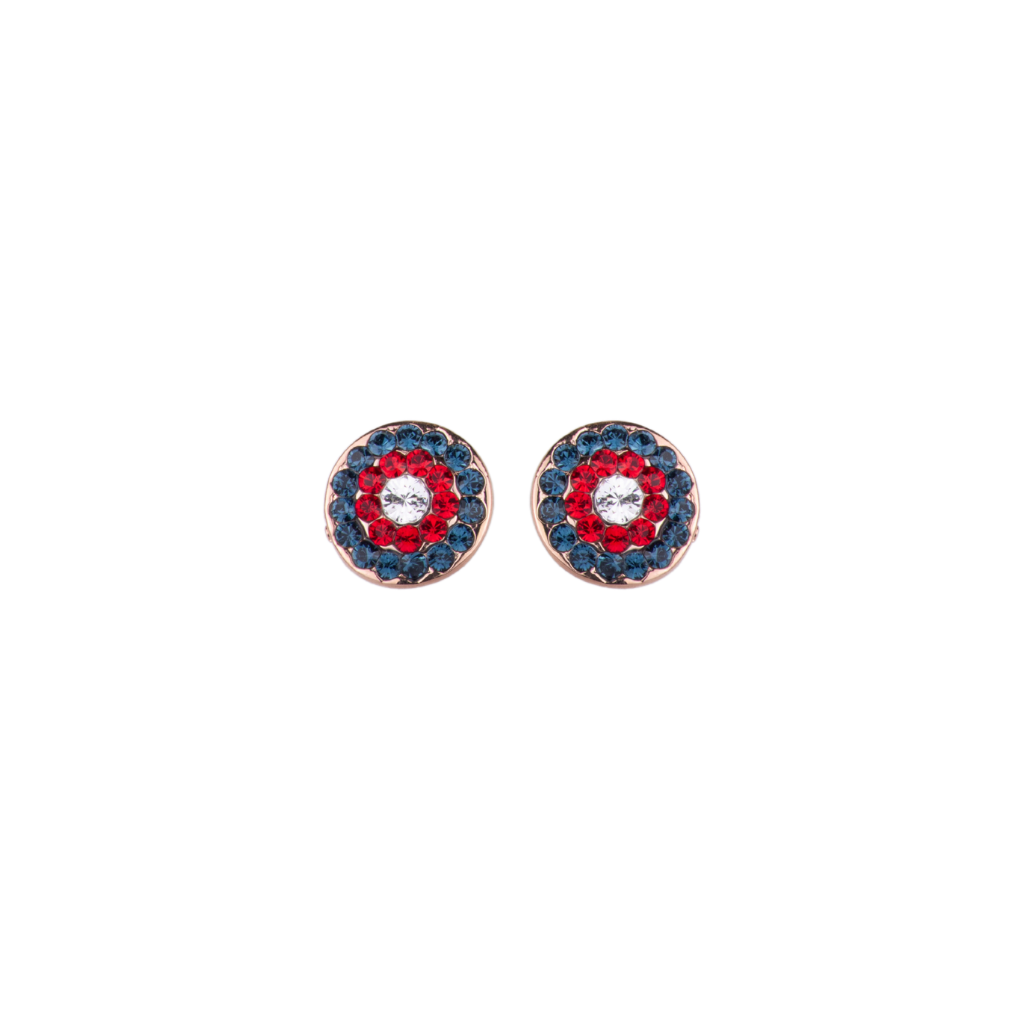 Small Pavé Post Earrings in "Americana" - Rose Gold
