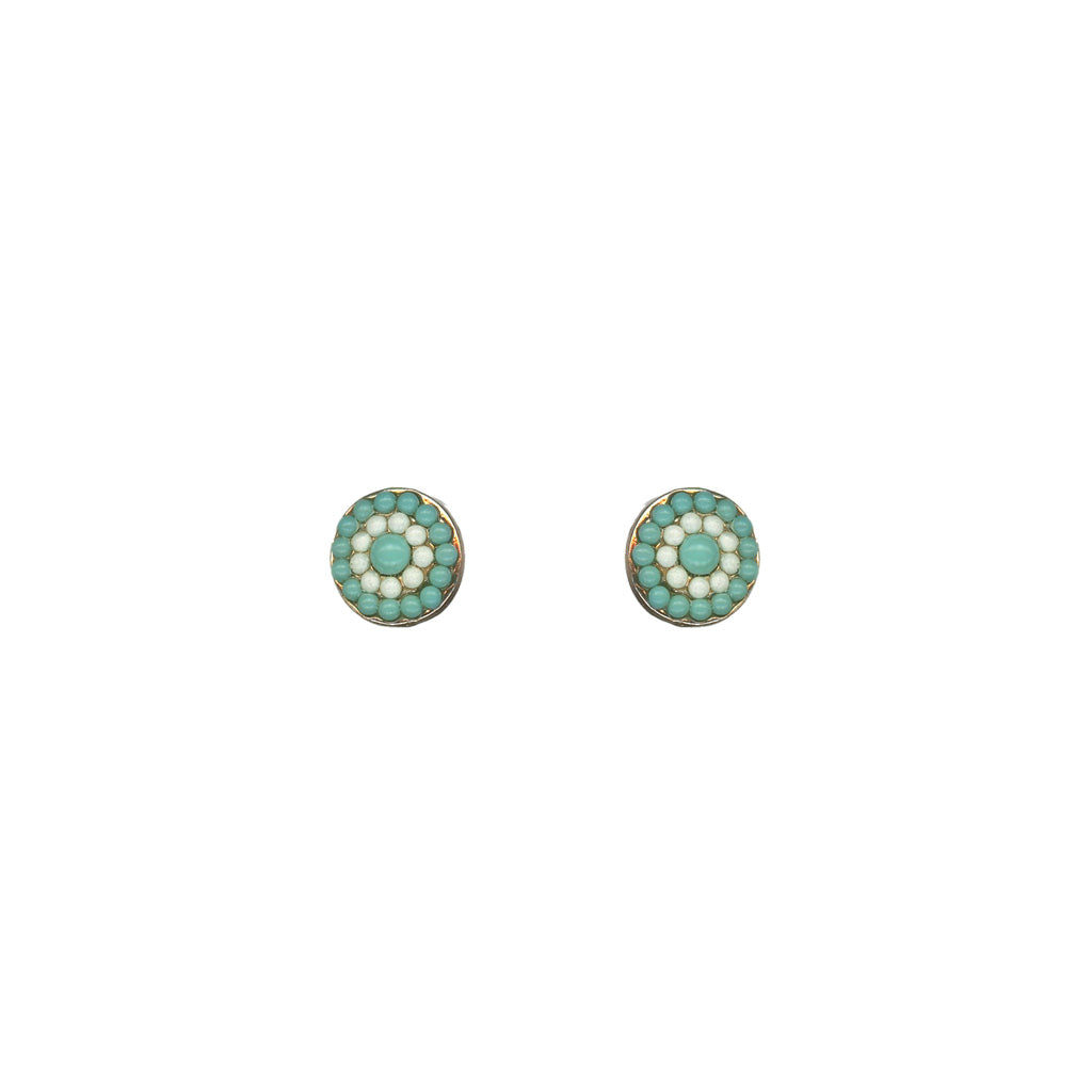 Small Pavé Leverback Earrings in "Aegean Coast" - Yellow Gold
