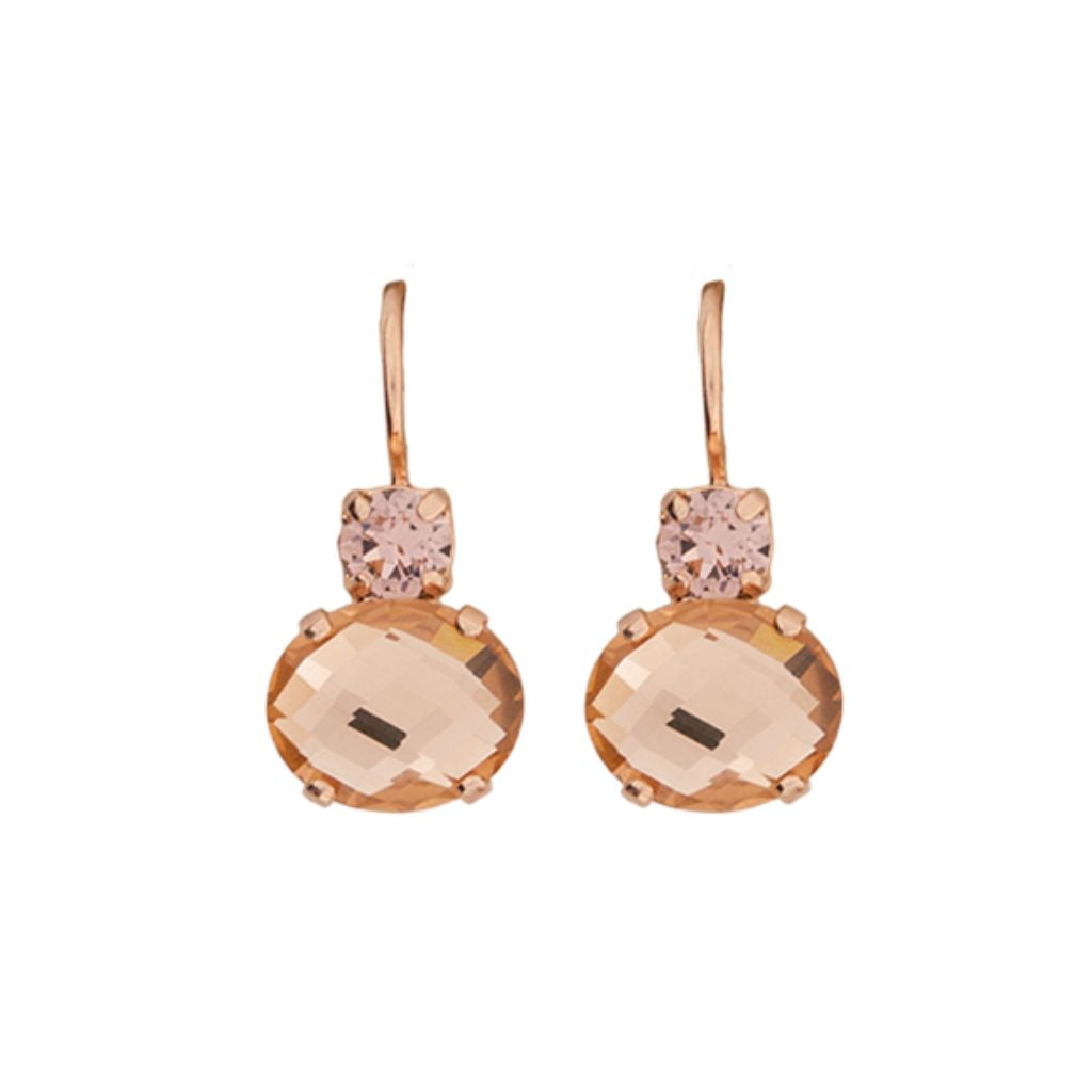 Medium Double Oval Stone Leverback Earrings "Amaretto" *Custom*