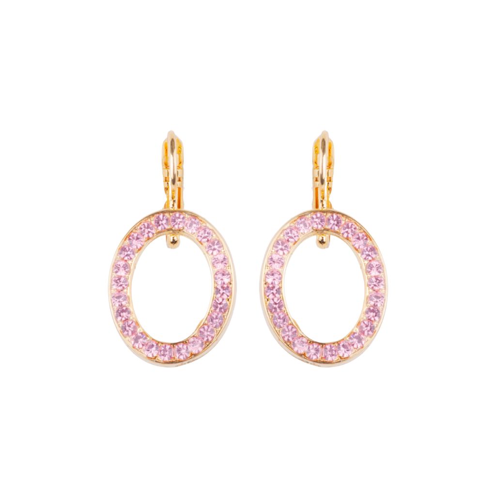 Medium Open Oval Earring in "Light Pink" - Yellow Gold
