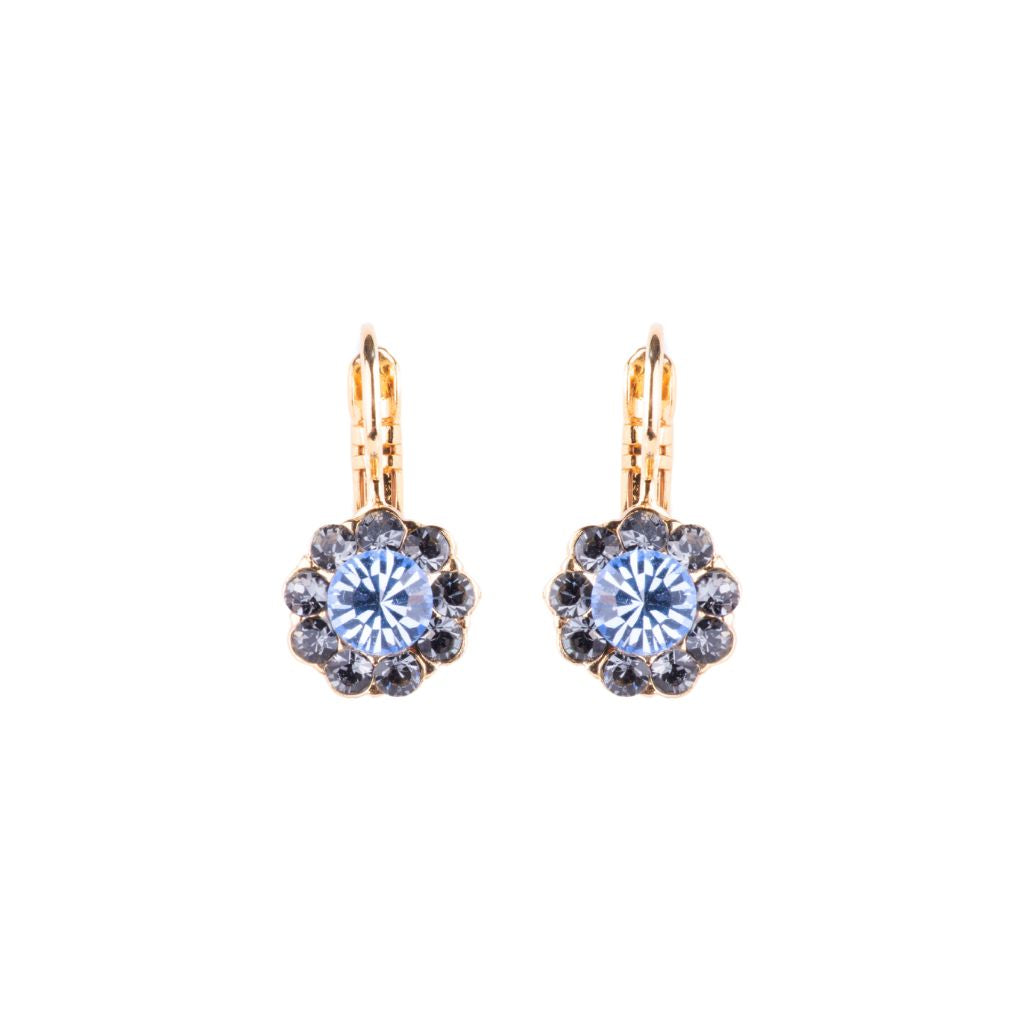 Medium Flower Leverback Earrings in "Morning Mist" - Yellow Gold