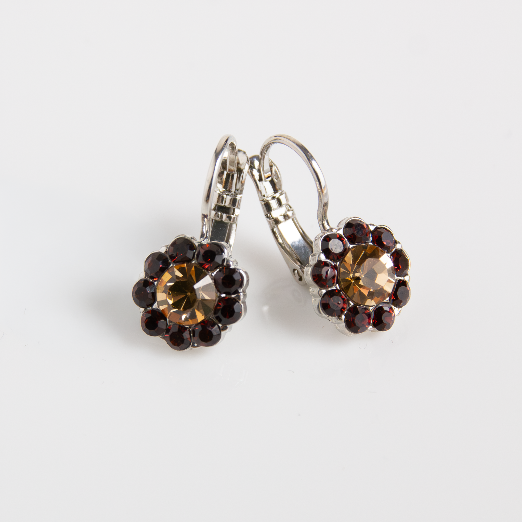 Medium Flower Earrings in "Velvet Encore" - Rhodium