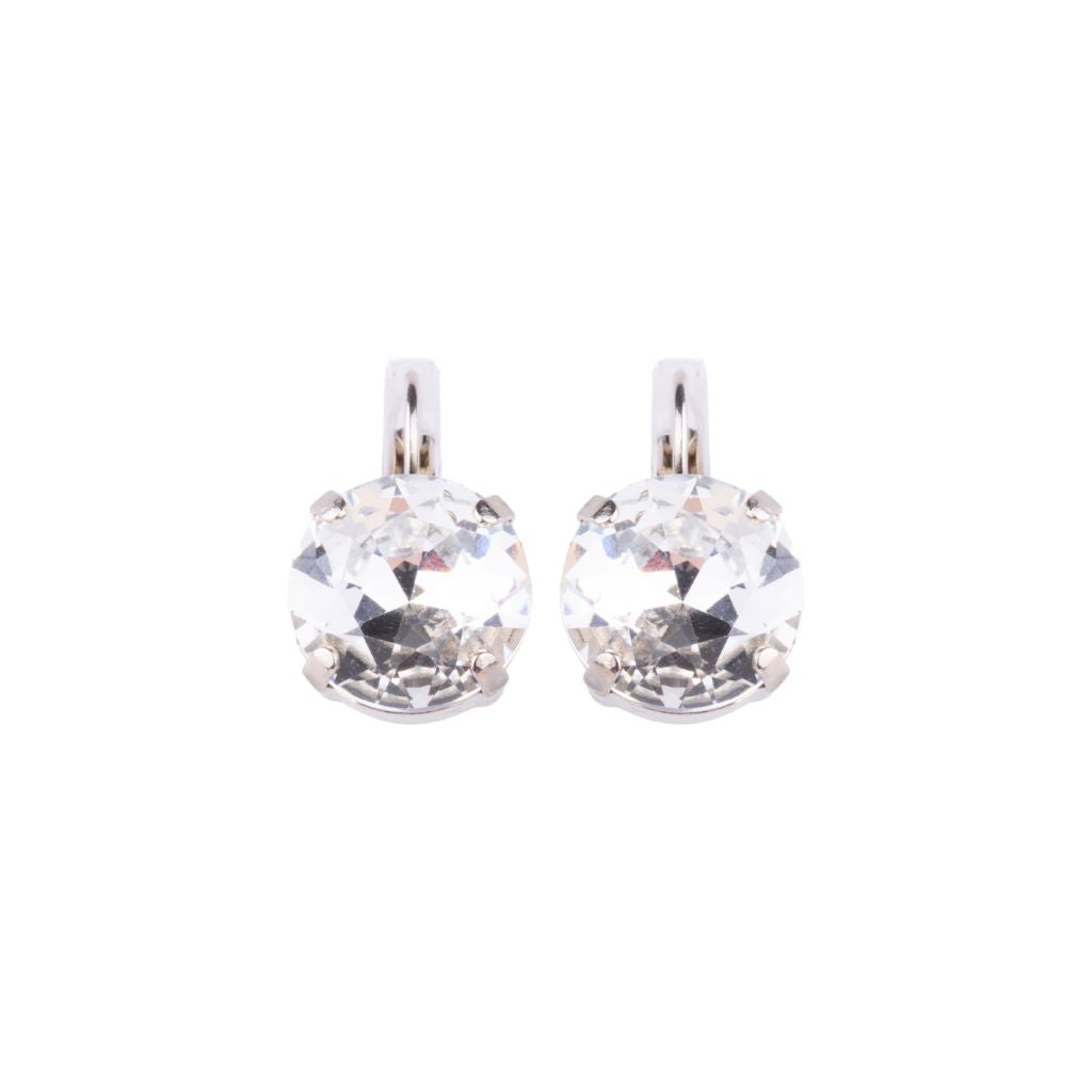 Extra Luxurious Single Stone Leverback Earring in "Clear" - Rose Gold