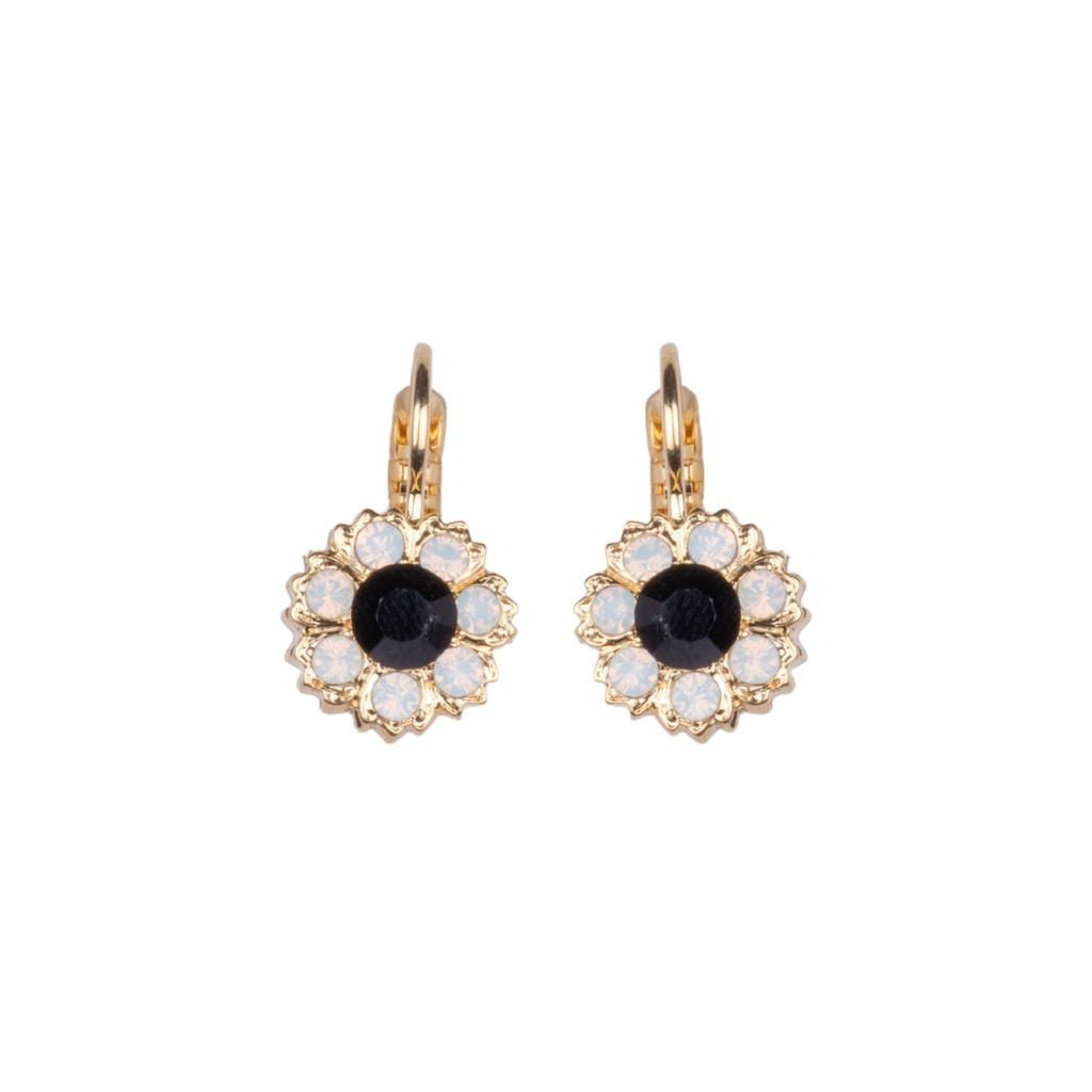 Medium Blossom Leverback Earrings in "Tuxedo" - Yellow Gold