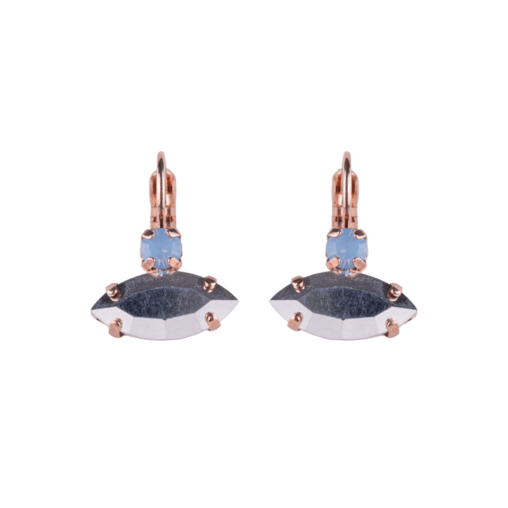 Petite and Marquise stone Earrings in "Morning Mist" - Rose Gold