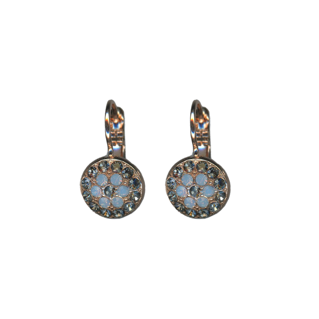 Pavé Round Petite Leverback Earrings in "Morning Mist" *Custom*