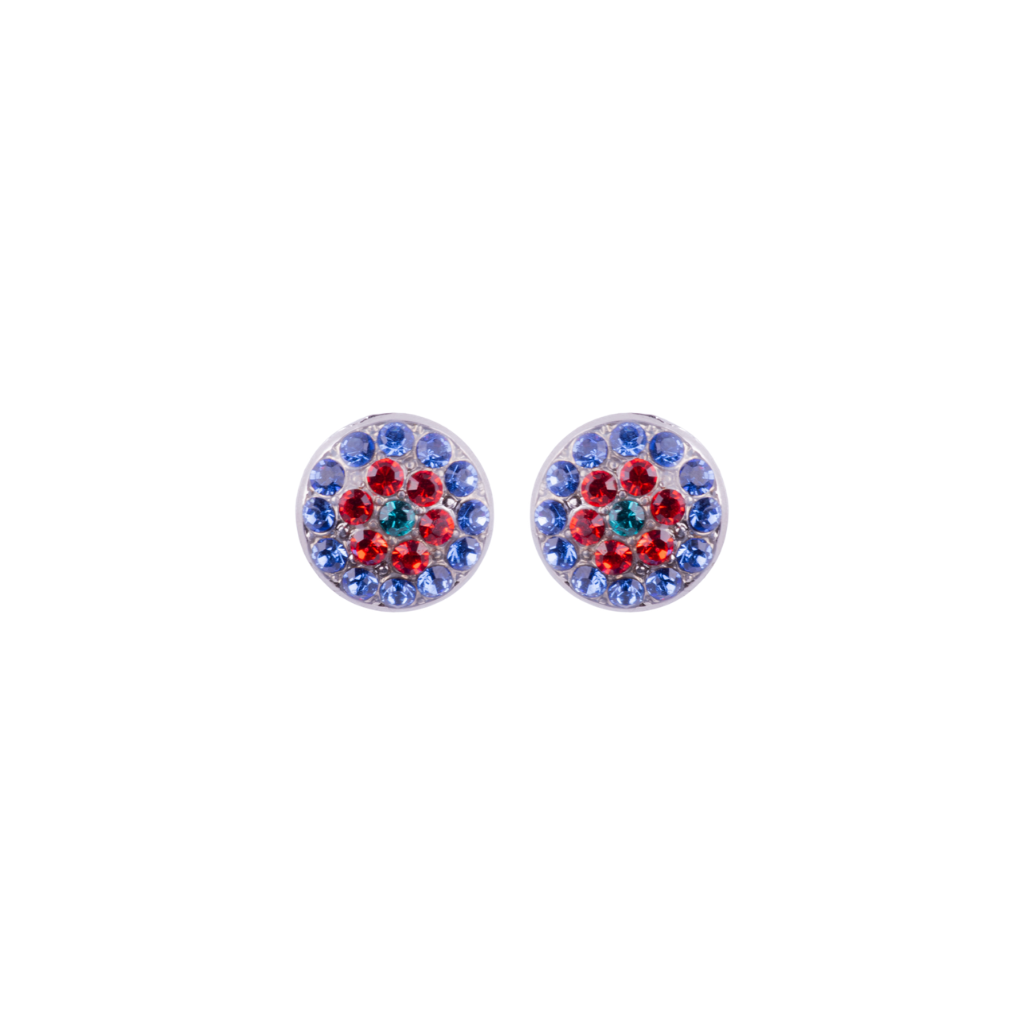 Pavé Round Petite Earrings in "Kaleidoscope" - Rhodium