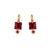 Square Stone Earrings with Drop in "Siam" - Yellow Gold