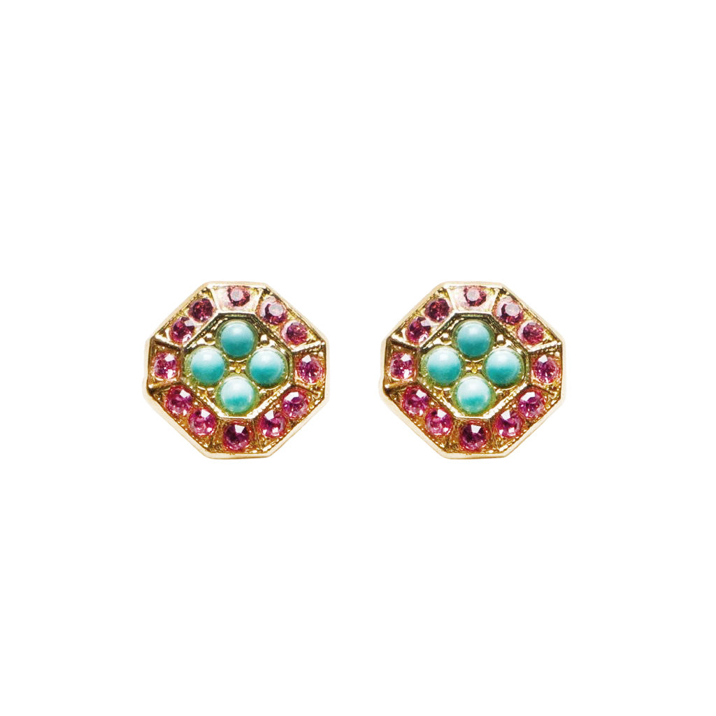 Medium Hexagon Cluster Earrings in "Coral Cove" - Yellow Gold