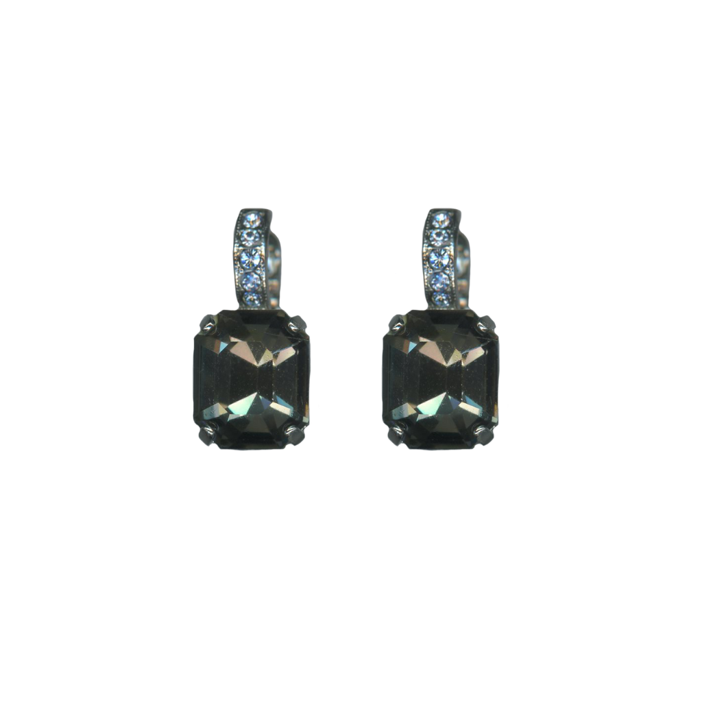 Embellished Emerald Leverback Earrings in "Morning Mist" *Custom*